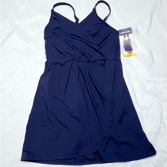 Lands’ End 1 Pc Swimsuit Skirt Woman’s Small Blue Straps New with Tags - Picture 1 of 11